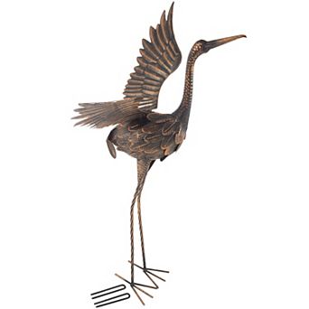 Pure Garden Flying Crane Metal Yard Art Statue
