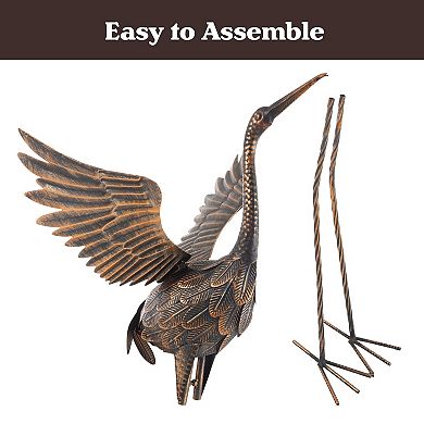 Pure Garden Flying Crane Metal Yard Art Statue