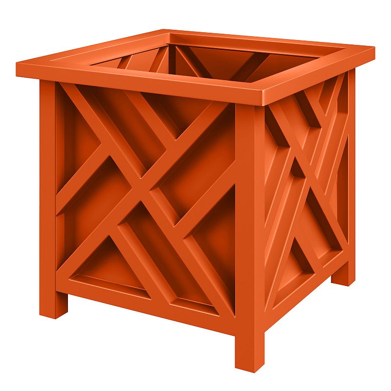 Pure Garden Outdoor Lattice Planter Box - 15.5” x 15.5” x 16.5   Terracotta