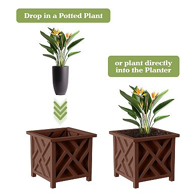 Pure Garden 14.75-in. Lattice Planter Box