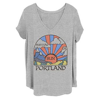 Juniors' Plus Size Portland Festival Of Sun V-Neck Graphic Tee