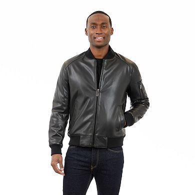 Men's London Fog Faux Leather Bomber Jacket