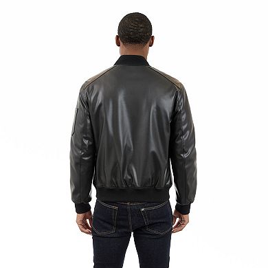 Men's London Fog Faux Leather Bomber Jacket