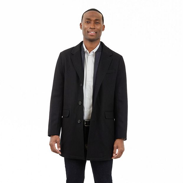 London Fog Men’s Wool Blend Car Coat with Bib outlet