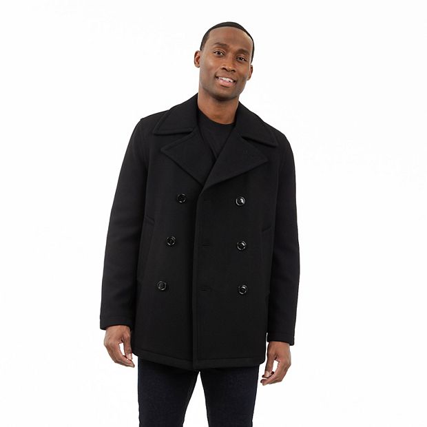 Eddie Bauer men black wool factory pea coat