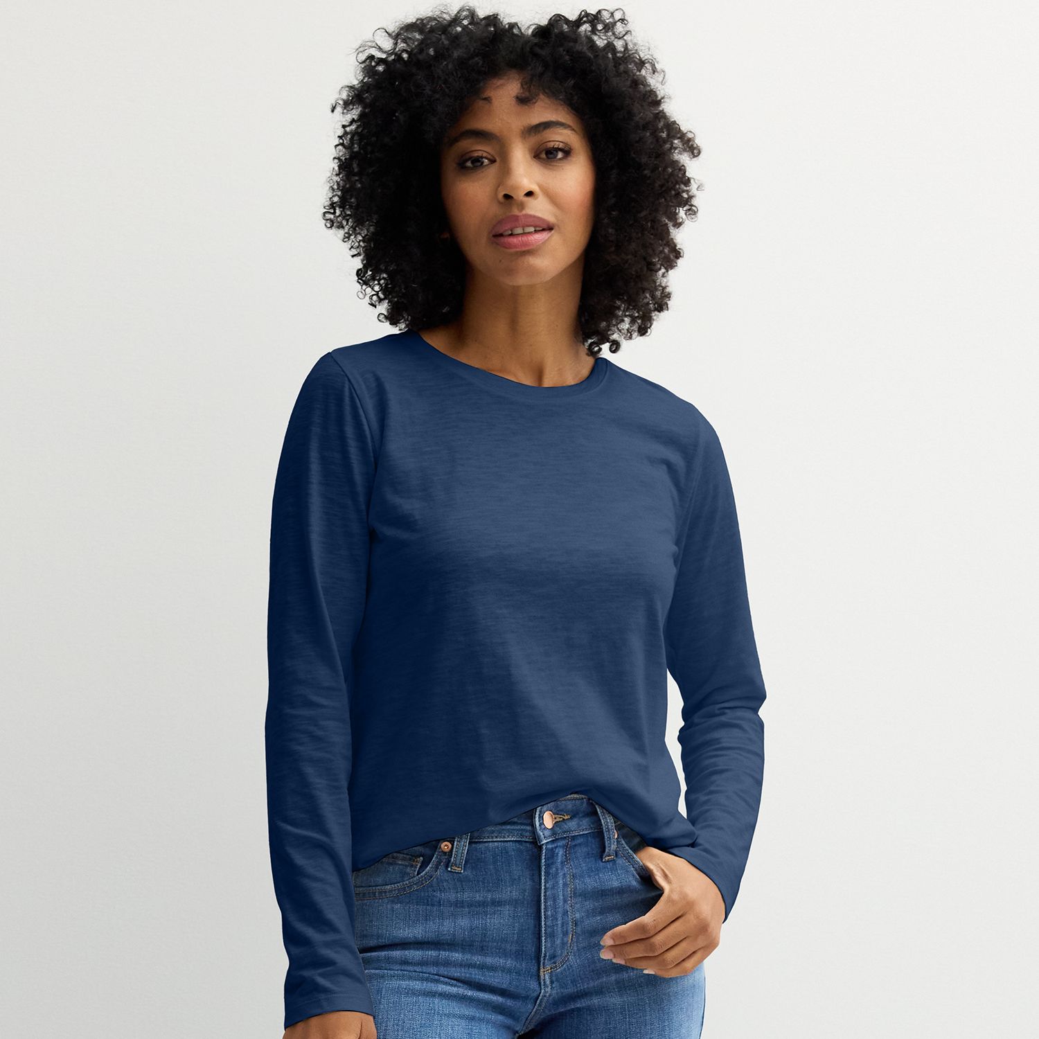 Women's Sonoma Goods For Life® Everyday Long Sleeve Crewneck Tee - Blue Beauty (X SMALL)