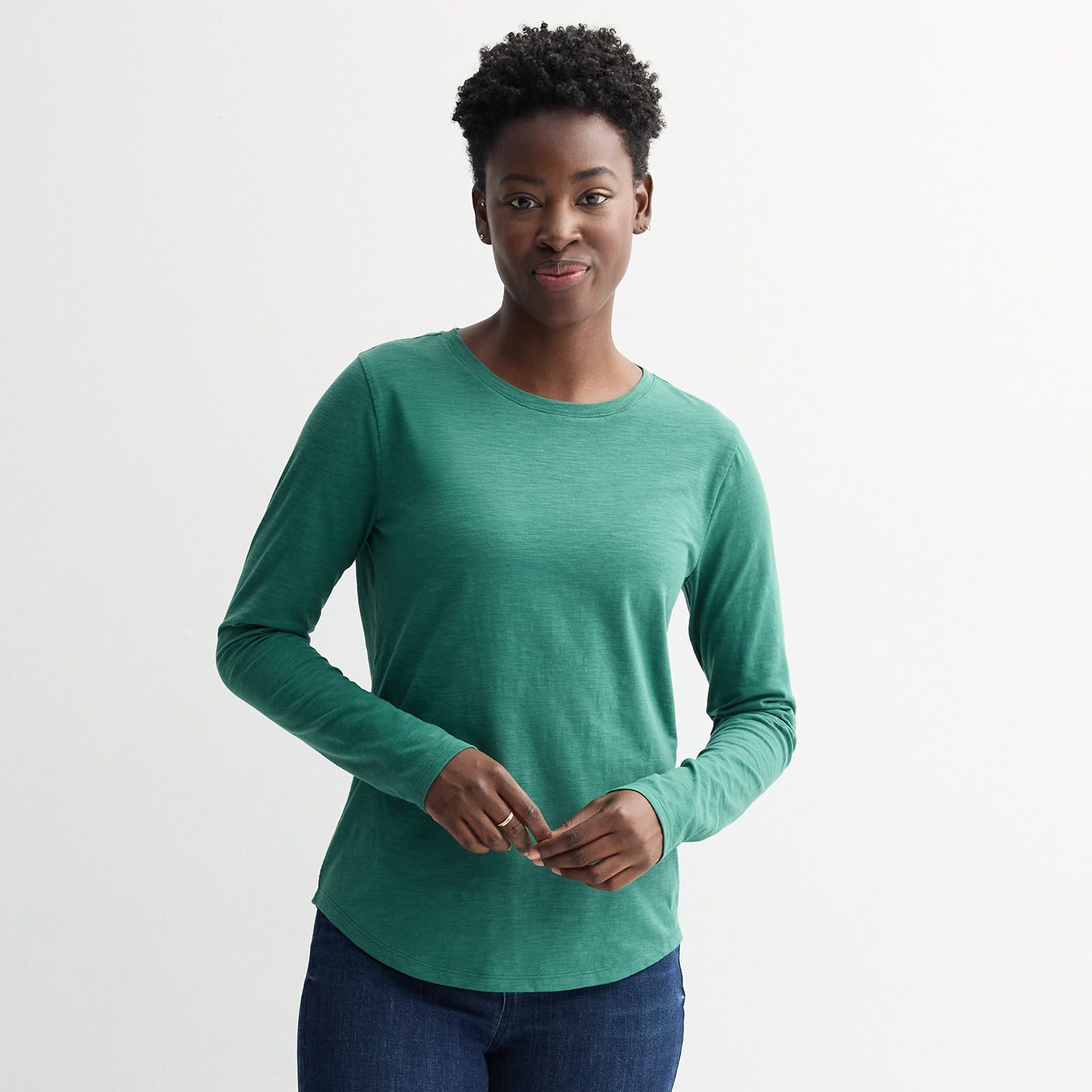 Women's Sonoma Goods For Life® Everyday Long Sleeve Crewneck Tee - Midnight Moss (X SMALL)