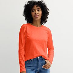 Womens Orange T Shirts Long Sleeve Tops Tees Tops Clothing Kohl s