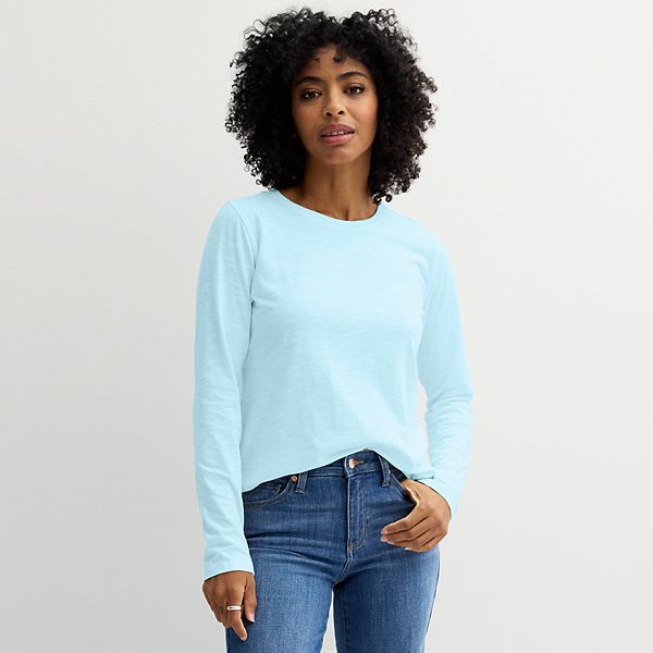 Women's Sonoma Goods For Life® Everyday Long Sleeve Crewneck Tee - Touch Of Blue (MEDIUM)