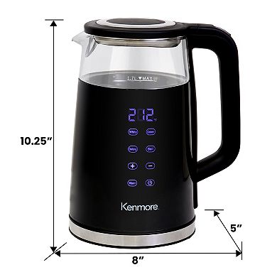 Kenmore Double-Walled Glass Digital Programmable Electric Tea-Kettle