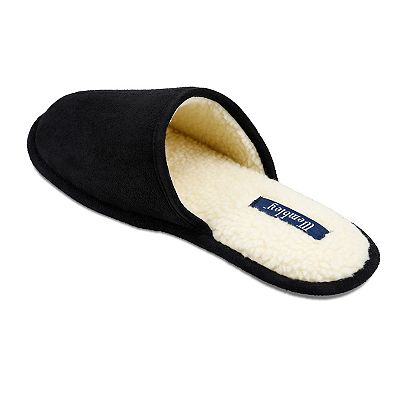 Wembley Men s Indoor Outdoor Open Back Microsuede Scuff Slippers