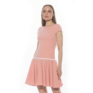 Women's ALEXIA ADMOR Aoife Boatneck Cap Sleeve Dropped Waist Dress
