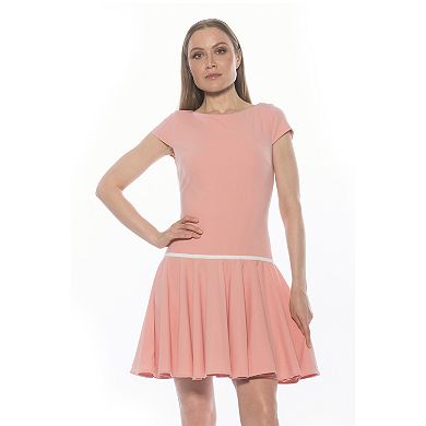Women's ALEXIA ADMOR Aoife Boatneck Cap Sleeve Dropped Waist Dress