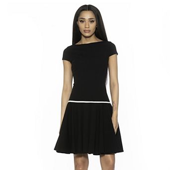 Women's ALEXIA ADMOR Aoife Boatneck Cap Sleeve Dropped Waist Dress