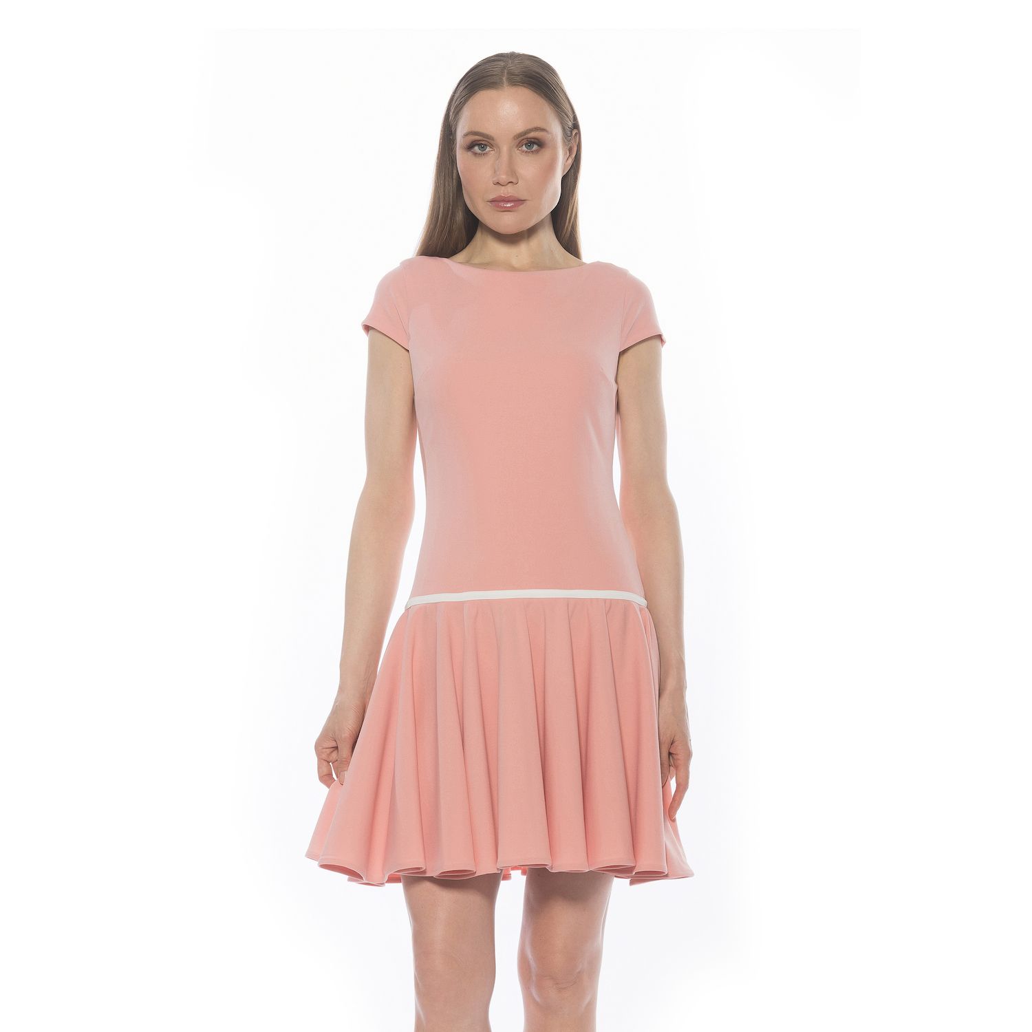 Женское платье Alexia Admor Aoife Boatneck Cap Sleeve Dropped Waist, цвет: Бордовый с принтом — фото 1