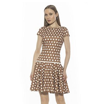 Women's ALEXIA ADMOR Aoife Boatneck Cap Sleeve Dropped Waist Dress