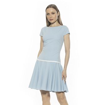 Women's ALEXIA ADMOR Aoife Boatneck Cap Sleeve Dropped Waist Dress