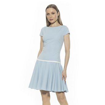Women's ALEXIA ADMOR Aoife Boatneck Cap Sleeve Dropped Waist Dress