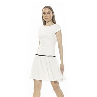 Women's ALEXIA ADMOR Aoife Boatneck Cap Sleeve Dropped Waist Dress