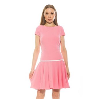 Women's ALEXIA ADMOR Aoife Boatneck Cap Sleeve Dropped Waist Dress