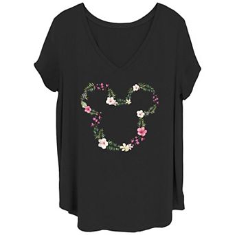 Disney's Mickey Mouse Floral Head Juniors' Plus Graphic Tee