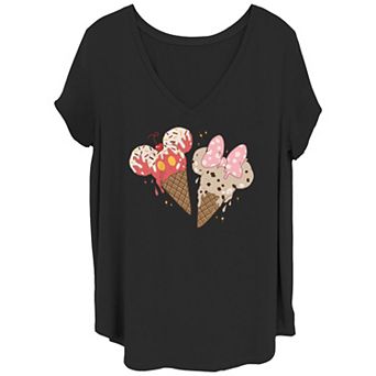 Disney's Mickey Mouse And Minnie Ice Cream Cones Juniors' Plus Graphic Tee