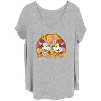 Disney's Mickey Mouse And Minnie Floral Love Juniors' Plus Graphic Tee