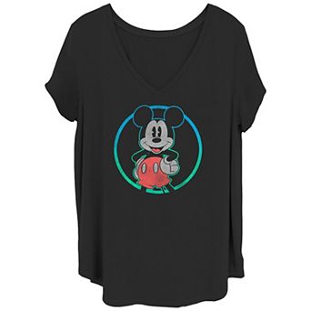 Disney's Mickey Mouse Happy Stamp Juniors' Plus Graphic Tee