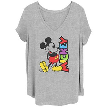 Disney's Mickey Mouse Bright Colors Name Juniors' Plus Graphic Tee