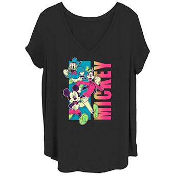 Disney's Mickey Mouse And Friends Fluorescent Run Juniors' Plus Graphic Tee
