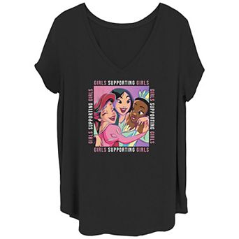 Disney's Ariel, Mulan & Tiana Princess Girls Supporting Girls Juniors' Plus Graphic Tee
