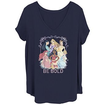 Disney's Mulan, Rapunzel, Belle, Ariel, Moana & Cinderella Princess Be Bold Juniors' Plus Graphic Tee