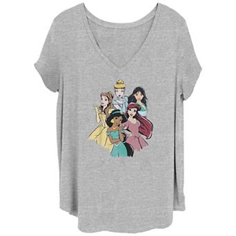 Disney's Cinderella, Belle, Mulan, Jasmine & Ariel Princess Royal Group Juniors' Plus Graphic Tee