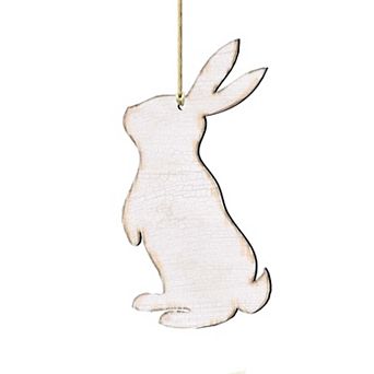 White Easter Spring Decor Bunny Wood Ornament G. DeBrekht - Designocracy