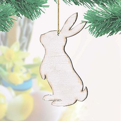 White Easter Spring Decor Bunny Wood Ornament G. DeBrekht - Designocracy
