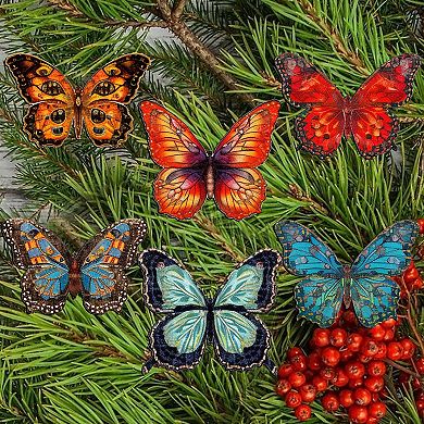 Summer Butterfly Wooden Clip-on Christmas Ornaments of 6 by G. Debrekht - Christmas Decor