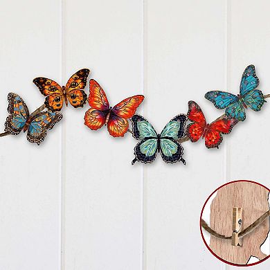 Summer Butterfly Wooden Clip-on Christmas Ornaments of 6 by G. Debrekht - Christmas Decor