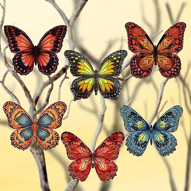 Summer Butterfly Wooden Clip-on Christmas Ornaments of 6 by G. Debrekht - Christmas Decor