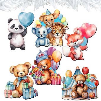 Happy Birthday Wooden Clip-on Christmas Ornaments Set of 6 by G. Debrekht - Christmas Decor