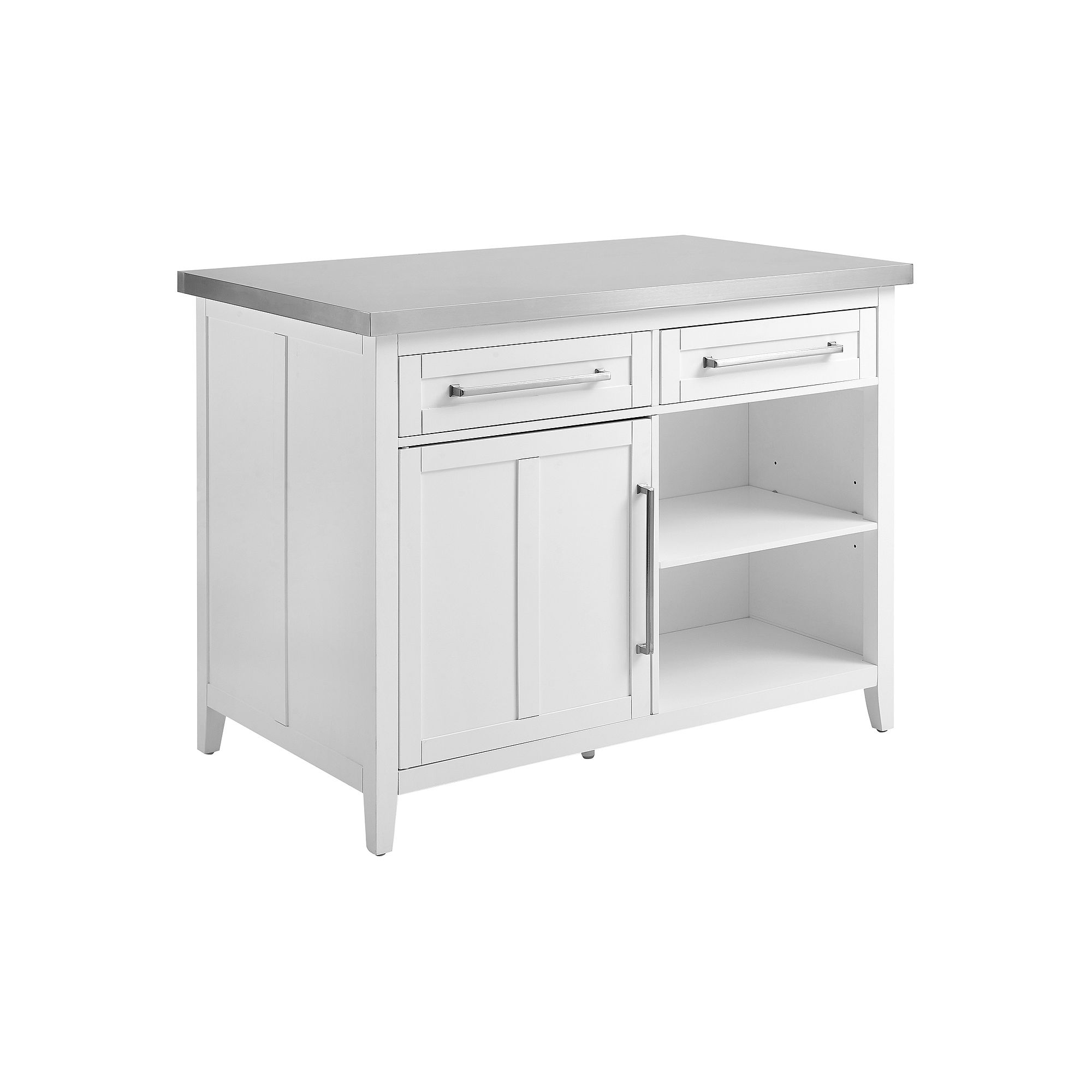 Crosley Silvia Stainless Steel Top Kitchen Island, White
