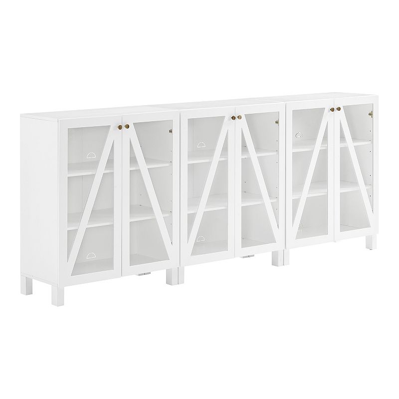 Crosley Cassai 3-piece Media Sideboard Cabinet Set, White