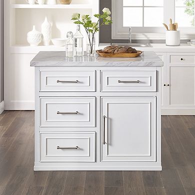 Crosley Cutler Faux Marble Top Kitchen Island