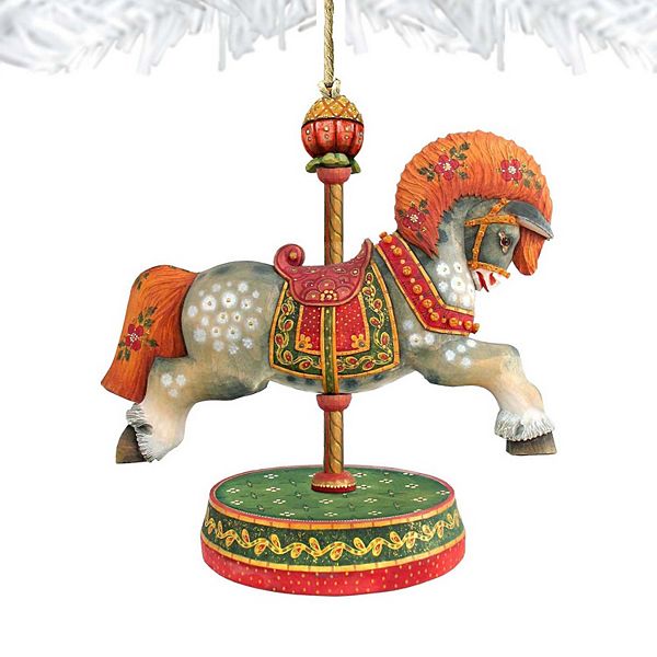 Set of 2 - Carousel Dated Horse Wooden Holiday Ornaments by G. DeBrekht ...