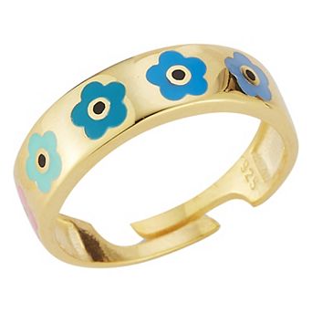 Sunkissed Sterling 14k Gold Over Sterling Silver Flower Adjustable Band Ring
