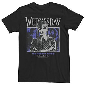 Juniors' Wednesday Addams Solitude Suits Me Boyfriend Graphic Tee