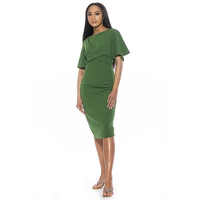 ariah cowl draped midi dress NICHOLAS Ariah Cowl Draped Midi Dress in Limelight