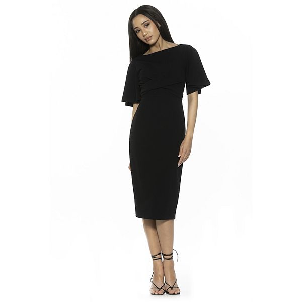 Women's ALEXIA ADMOR Ariah Draped Bodice Flutter Sleeve Sheath Dress