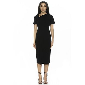 Women's ALEXIA ADMOR Angelica Asymmetric Short Sleeve Sheath Dress