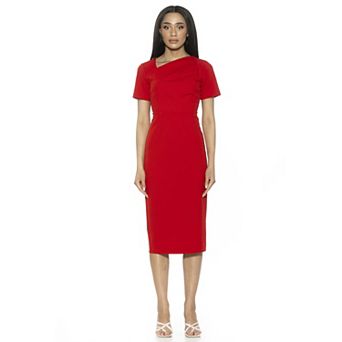 Women's ALEXIA ADMOR Angelica Asymmetric Short Sleeve Sheath Dress