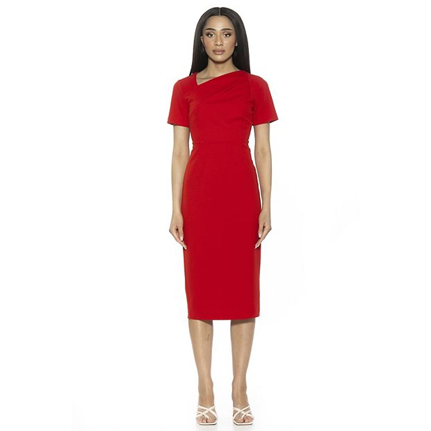 Women s ALEXIA ADMOR Angelica Asymmetric Short Sleeve Sheath Dress